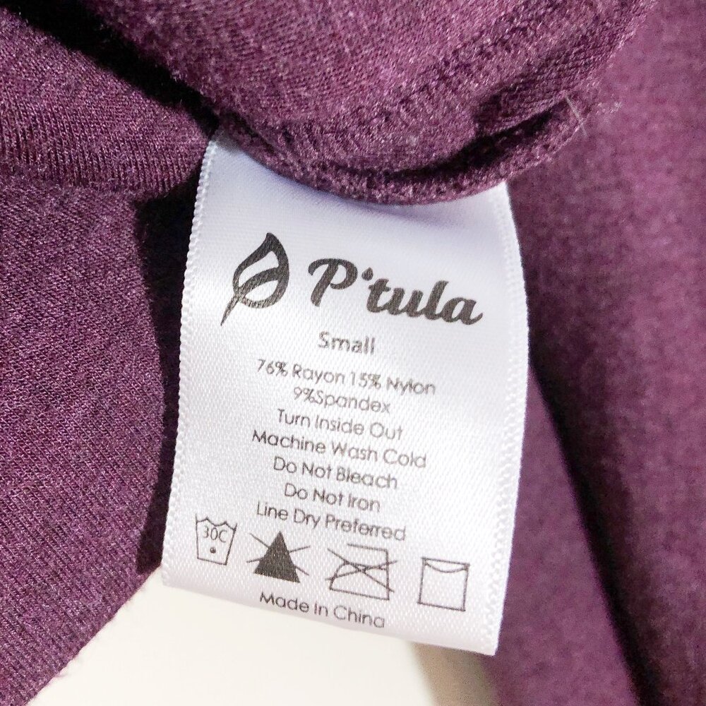 P'TULA Girlfriend Cropped Hoodie Full-Zip in Midnight Plum S - Picture 12 of 12